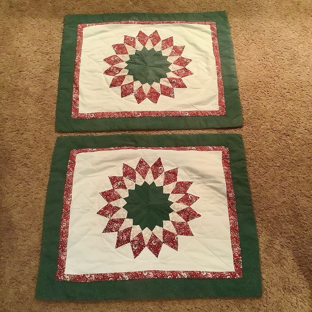 Pillow Shams Pair Quilted Country Star